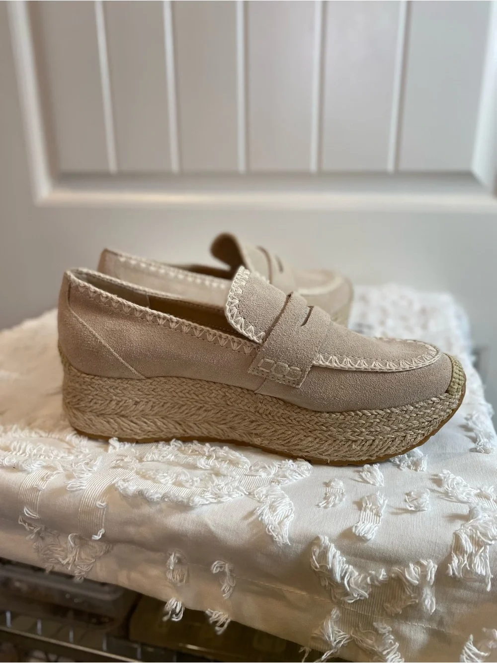 Dolce Vita Beige Suede Platform Loafers